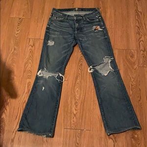 Distressed Bootcut 7 for all mankind jeans